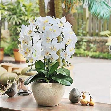 Imagem de Planta de flores artificiais orquídeas falsas decoração de sala de estar artificial Phalaenopsis flores arranjo de flores artificiais flores artificiais formato bonito