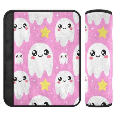 Imagem de Burbuja Capa para cinto de segurança de carro Cute Boo Protetor de cinto de segurança macio confortável para alça de ombro de assento, 1 par médio