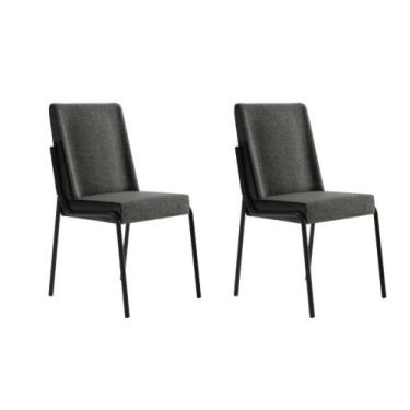 Imagem de Conjunto 2 Cadeiras De Jantar Hug 1749 Carraro Grafite Preto - MÓVEIS 