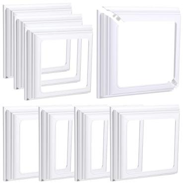 Imagem de 8 peças de vinil poste saia capa de base de poste envoltórios de coluna para base de deck de varanda manga de vinil acabamento branco para trilhos de mão e escada (10 x 10 cm)