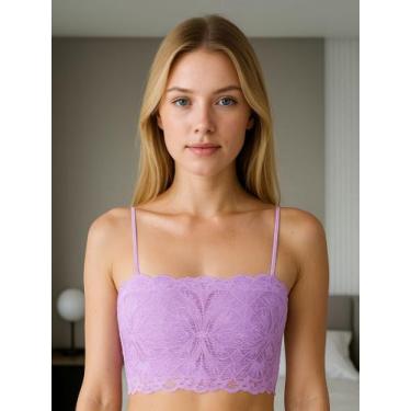 Imagem de Sutiã com Bojo de Renda Top Faixa - c2 MELISSA, Lilás, GG