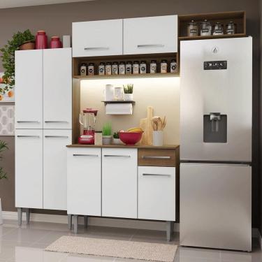 Imagem de Armário de Cozinha Completa 229cm Rustic/Branco Emilly Madesa 18XA