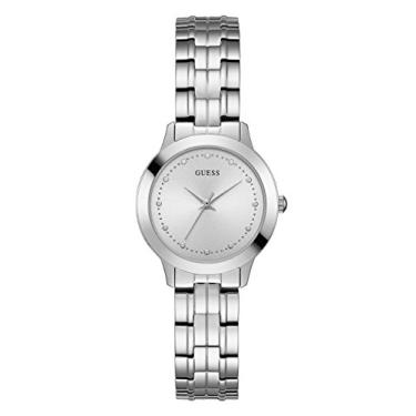 Imagem de GUESS Relógio clássico de 30 mm, Prateado, NS, GUESS Relógio feminino de aço inoxidável polido pequeno