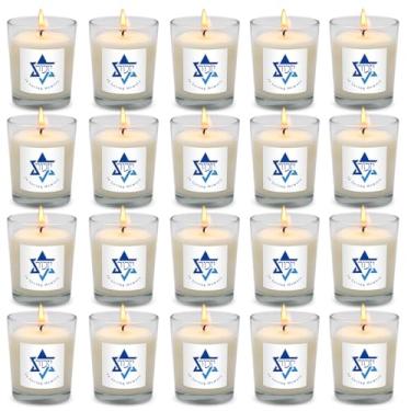 Imagem de Pacote com 20 velas brancas Yahrzeit – velas comemorativas Yahrzeit, presentes de luto memorial para perda de um ente querido, simpatia judaica, cera de soja natural derramada à mão
