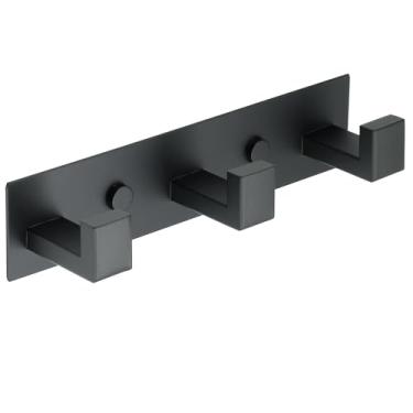 Imagem de Alise Ganchos para casaco, suporte de parede, chapéu e cabideiro com 3 ganchos para montagem na parede, ganchos de chave para roupões, bolsas, chaves e toalhas, ganchos de parede de aço inoxidável