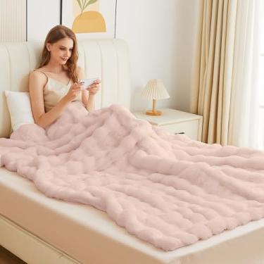 Imagem de ORINOVA Cobertor King Size de pele sintética felpuda rosa 90 x 108 aconchegante cobertor de pele de coelho para cama cobertor macio fofo king para sala de estar, quarto, presentes para casa 1000 g/m2
