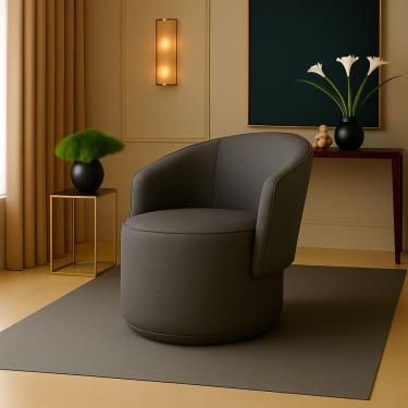 Imagem de Poltrona Decorativa Orgânica Fixa Para Sala Malu Sintético M11 - D'rossi Grafite
