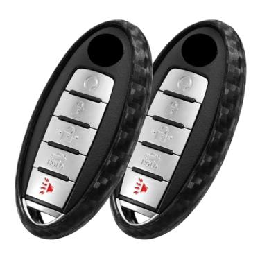 Imagem de WORCAS 2 peças capa de chaveiro padrão de fibra de carbono capa de silicone compatível com Infiniti EX35 FX35 G25 G35 G37 JX35 M35 Q40 Q50 Q60 Q70 QX50 3 4 5 6 Controle remoto universal universal de