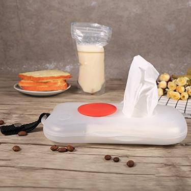 Imagem de Ymiko Recipiente de Lenços Umedecidos para Bebês, Organizador Portátil de Dispensador de Lenços Umedecidos para Crianças, Caixa de Armazenamento de Plástico (Vermelho)