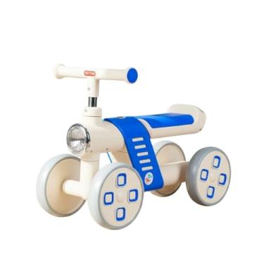 Imagem de Mini Bike Infantil de Equilíbrio 4 Rodas com Luzes, Azul com Bege, Plástico, Para Crianças de 10 Meses a 4 Anos, 41x50x20cm, Até 30kg