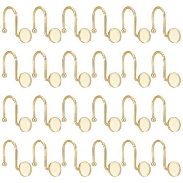 Imagem de GOMAKERER 24 ganchos de cortina de chuveiro, anéis de chuveiro de metal lisos dourados deslizantes livres redondos modernos cabides de cortina para banheiro, quarto, sala de estar, decorações