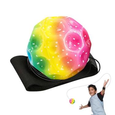 Imagem de Bolas de retorno com alça de pulso, bola de rebote de pulso, bola de pulso esportiva, para crianças e crianças, brinquedo divertido para um jogador para ambientes internos e externos