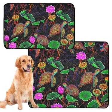 Imagem de Almofadas de xixi laváveis pretas vibrantes e coloridas para animais de estimação Lotu para animais de estimação reutilizáveis e absorventes para cães para treinamento de penico à prova d'água