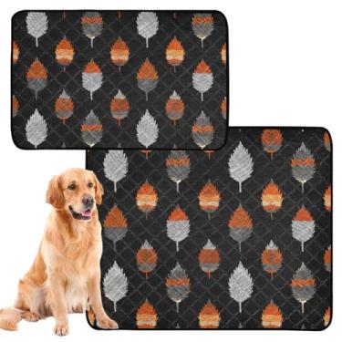Imagem de Tapetes laváveis para xixi para cães, à prova d'água, folhas de outono, preto, colorido, reutilizável, tapete absorvente para cães, treinamento de penico, pequeno x pacote com 3