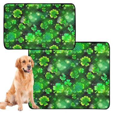 Imagem de Almofadas de xixi de trevo de folhas verdes vibrantes para cães, laváveis, animais de estimação, gatos, almofadas de treinamento reutilizáveis absorventes para filhotes de cachorro, tapete bonito à