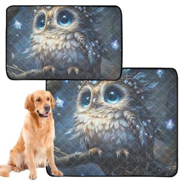 Imagem de TSENQUE Linda estampa de coruja fantástica almofada reutilizável para gatos para animais de estimação laváveis para animais de estimação tapete de caixa de cachorro fofo à prova d'água absorvente