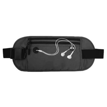 Imagem de Cinto de viagem para dinheiro – Suporte fino para passaporte com bloqueio RFID, bolsa oculta sob as roupas, pochete de viagem para proteger dinheiro, cartões de crédito e documentos, Cinza escuro