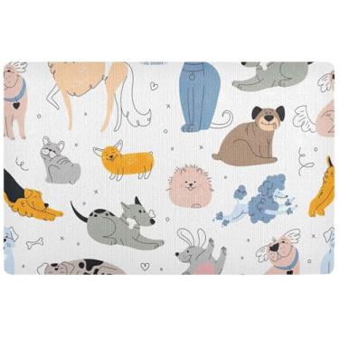 Imagem de TSENQUE Capacho personalizado para cães fofos, cachorros, animais, outono, tapete de boas-vindas ao ar livre, tapete de boas-vindas de outono, entrada externa, 81 x 50 cm