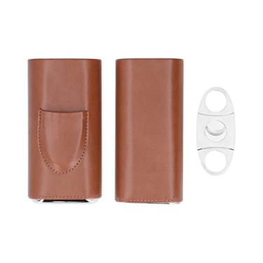 Imagem de OPPWONG Estojo para Charutos Design Apertado a Gás Aparência Simples e Elegante Caixa de Presente Portátil para Charutos Madeira de Cedro Espanhol Feita à Mão para Viagens