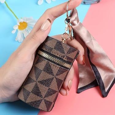 Imagem de 1 bolsa de maquiagem feminina, mini bolsa balde para batom, organizador de chaveiros - bolsa compacta com ferragens douradas - combinação de bolsa de maquiagem e capa de fone de ouvido, acessório