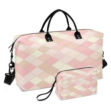 Imagem de CEBUGI Bolsa feminina acolchoada com estampa xadrez, grande, bolsa de viagem de fim de semana, bolsas hospitalares para trabalho de parto e parto