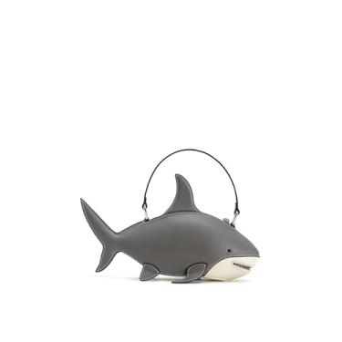 Imagem de JW PEI Bolsa feminina Nerys Faux Suede Shark Look com alça superior, Cinza