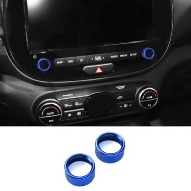 Imagem de JUIVEEL Capa de botão de ajuste de volume de áudio de rádio de carro, capa de botão de controle de volume de rádio compatível com acessórios Kia Soul 2020-2025 (azul)