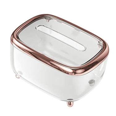 Imagem de GLOGLOW Capa Transparente para Caixa de Tecido Facial Com Tampa Fixa, Organizador de Porta-guardanapos de Plástico para Uso Doméstico e de Escritório, Suprimentos de Armazenamento (Ouro rosa)