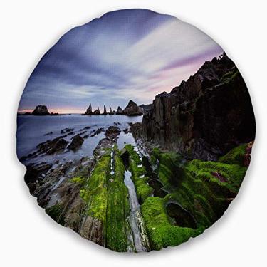 Imagem de Design de praia Gueirua na Espanha, fotografia litorânea, sala de estar, sofá, almofada de alta qualidade + capa de almofada impressa em ambos os lados 40 cm