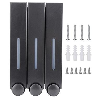 Imagem de Cocoarm Triplo Wall Mounted Shampoo e Condicionador Dispenser Press Tipo Três Head Shower Dispensers Wall Mounted 420ML * 3 Capacidade, 280x153x9.0mm (BLACK)