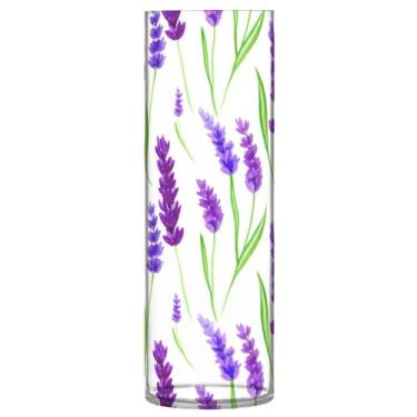 Imagem de CEBUGI Vaso de flor lavanda roxa 10 x 30 cm, vaso cilíndrico para flores, vaso transparente inquebrável para decoração de casa de festa de casamento