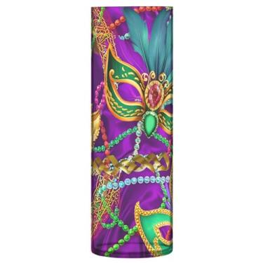 Imagem de CEBUGI Vaso de flores com máscara de carnaval 10 x 30 cm, vaso cilíndrico para flores, vaso transparente inquebrável para decoração de casa de festa de casamento