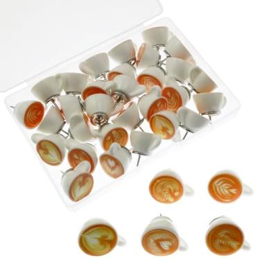 Imagem de yyangz 1 caixa de 30 peças de pinos criativos de resina para café 3D em caixa de resina 3D pinos decorativos para proteger fotos, placas, criar quadros de visão e quadros de cortiça de parede