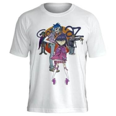 Imagem de Camiseta de Banda Gorillaz Stamp em Algodão Manga Curta-Unissex