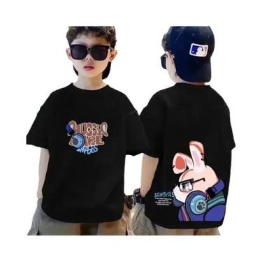 Imagem de Camiseta De Algodão Com Estampa Graffiti Para Meninos E Meninas, Manga
