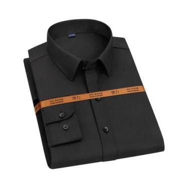 Imagem de Camisa Masculina Azul Escuro Slim Fit De Manga Longa Casual De Negócio
