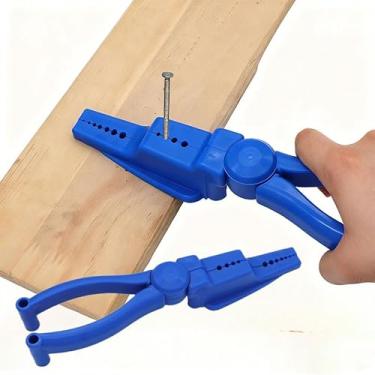 Imagem de Suporte de unhas para martelar, alicate de suporte de unha para martelo, cabo ergonômico para artesanato manual faça você mesmo e projetos de fixação leve, azul