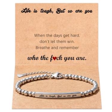 Imagem de Presentes inspiradores para mulheres e homens, presente Life is Tough but so are You, pulseira de tubo de incentivo personalizada para amigas, amizade, aniversário, presentes atenciosos para ela, 6.5