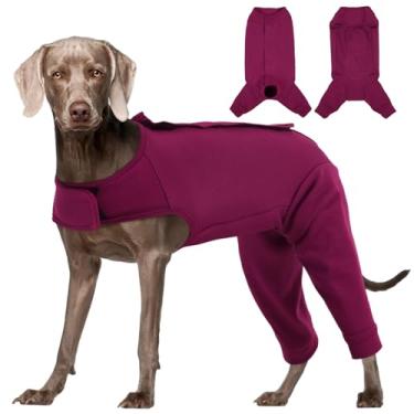 Imagem de Kuoser Traje de cirurgia para cães para pernas traseiras, manga traseira de cachorro para parar de lamber, traje feminino de recuperação de esterilização para cães após a cirurgia, macacão cirúrgico