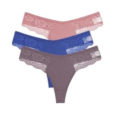 Imagem de Conjunto De Calcinhas De Renda De Algodão Femininas 3PCS S-XL Lingerie