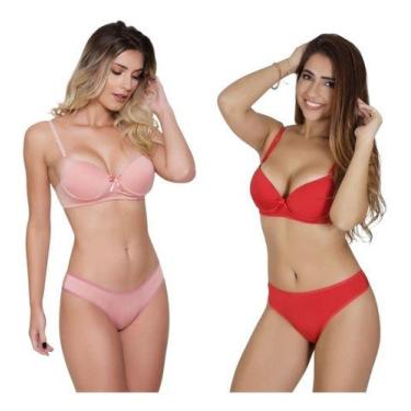 Imagem de Kit 2 Conjuntos Lingerie Básico Microfibra Calça Soutien - Mi Amore, S