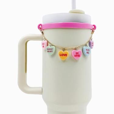 Imagem de Decoração de copo de Dia dos Namorados – Corrente de garrafa de água com coração de doces para Stanley 850 g 1,134 g (coração)