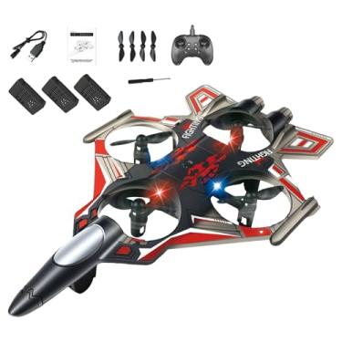 Imagem de Colaxi Avião de controle remoto RC com luzes LED coloridas, aeronave leve de asa fixa, brinquedo voador para atividades ao ar livre, para meninos e adultos, Bateria Vermelha 3