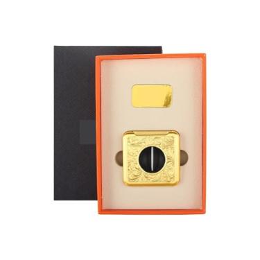 Imagem de JDIME Cortador de charuto em V portátil agulhas de metal Nubber lâmina afiada perfurador caixa de presente embalagem (ouro)