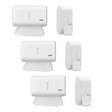 Imagem de Kit 3 Dispenser Papel Toalha + 3 Saboneteira 400 Ml Compacto Urban Bra