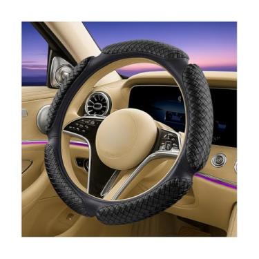Imagem de Sandfren Capa de volante de carro, protetor de volante de veículo totalmente surround de couro com forro antiderrapante, acessórios de proteção interna automotiva, universal para caminhão SUV RV