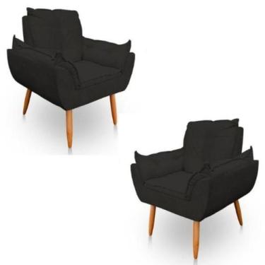 Imagem de Kit 2 Poltronas Decorativas Opala Sala de Estar Suede - Horizonte Móve