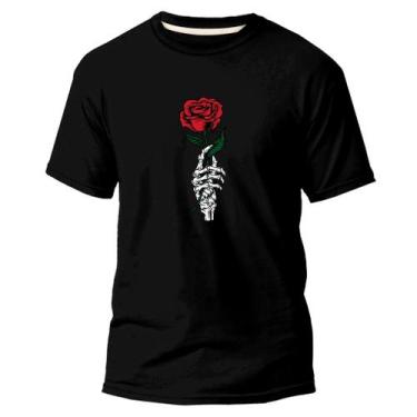Imagem de Camiseta Básica Algodão Premium Estampa Digital Rosa Caveira - Pavesi,