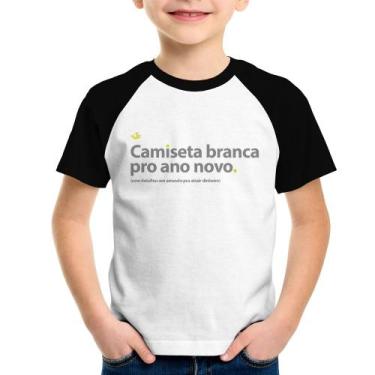 Imagem de Camiseta Raglan Infantil Camiseta branca de ano novo - Foca na Moda, B