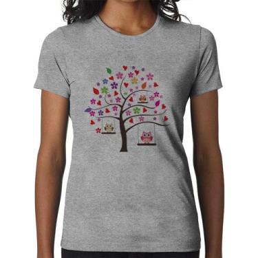 Imagem de Baby Look Árvore Corujas - Foca na Moda, Cinza, M